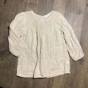 💜4/$10 3/$8 silver stripe cream blouse
